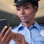 policewoman checking a phone